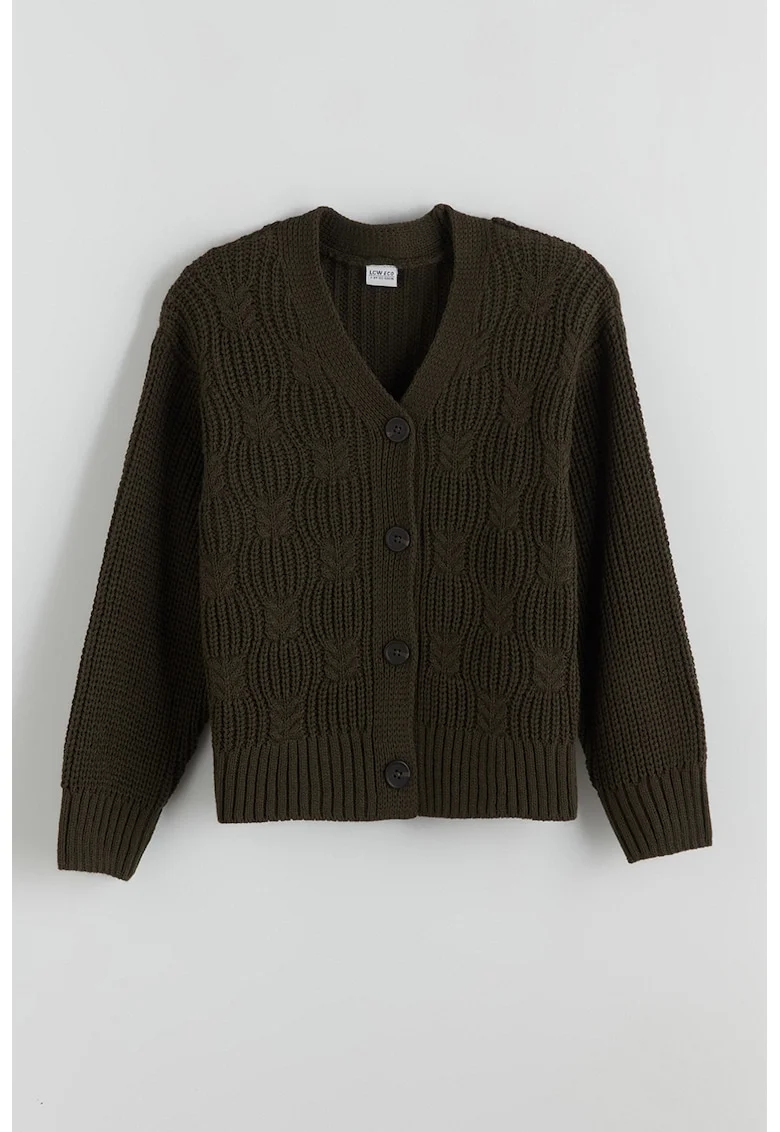 Cardigan tricotat cu nasturi, Maro inchis