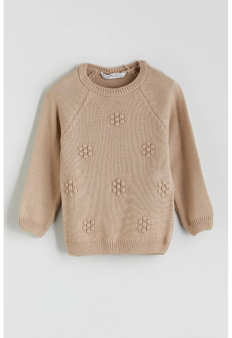 Pulover cu flori brodate, Bej inchis