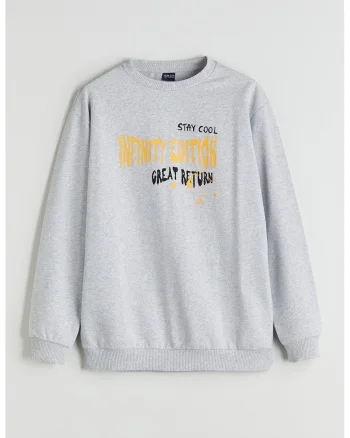 Bluza de trening cu text, Portocaliu/Negru stins/Gri deschis melange