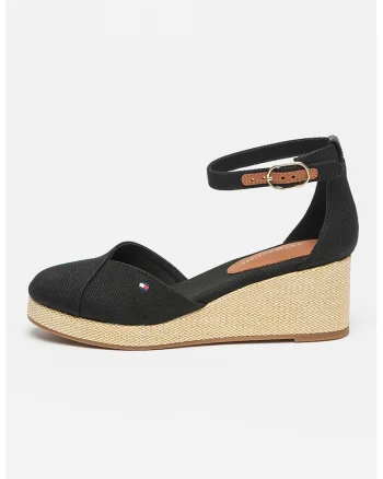 Sandale cu talpa wedge Flag, Negru