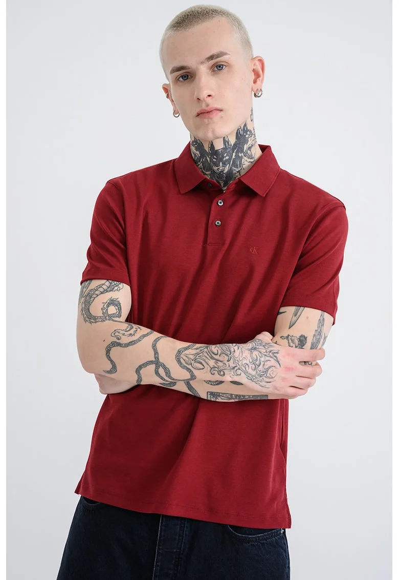 Tricou polo din bumbac cu monograma brodata discreta