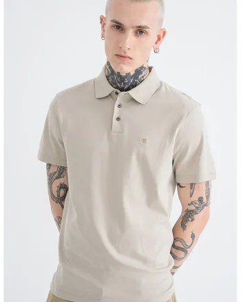Tricou polo din bumbac cu monograma brodata discreta