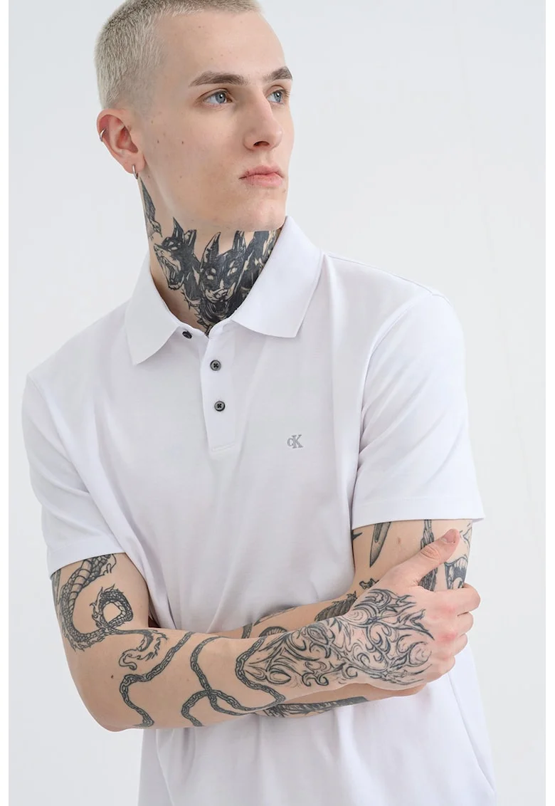 Tricou polo din bumbac cu monograma brodata discreta