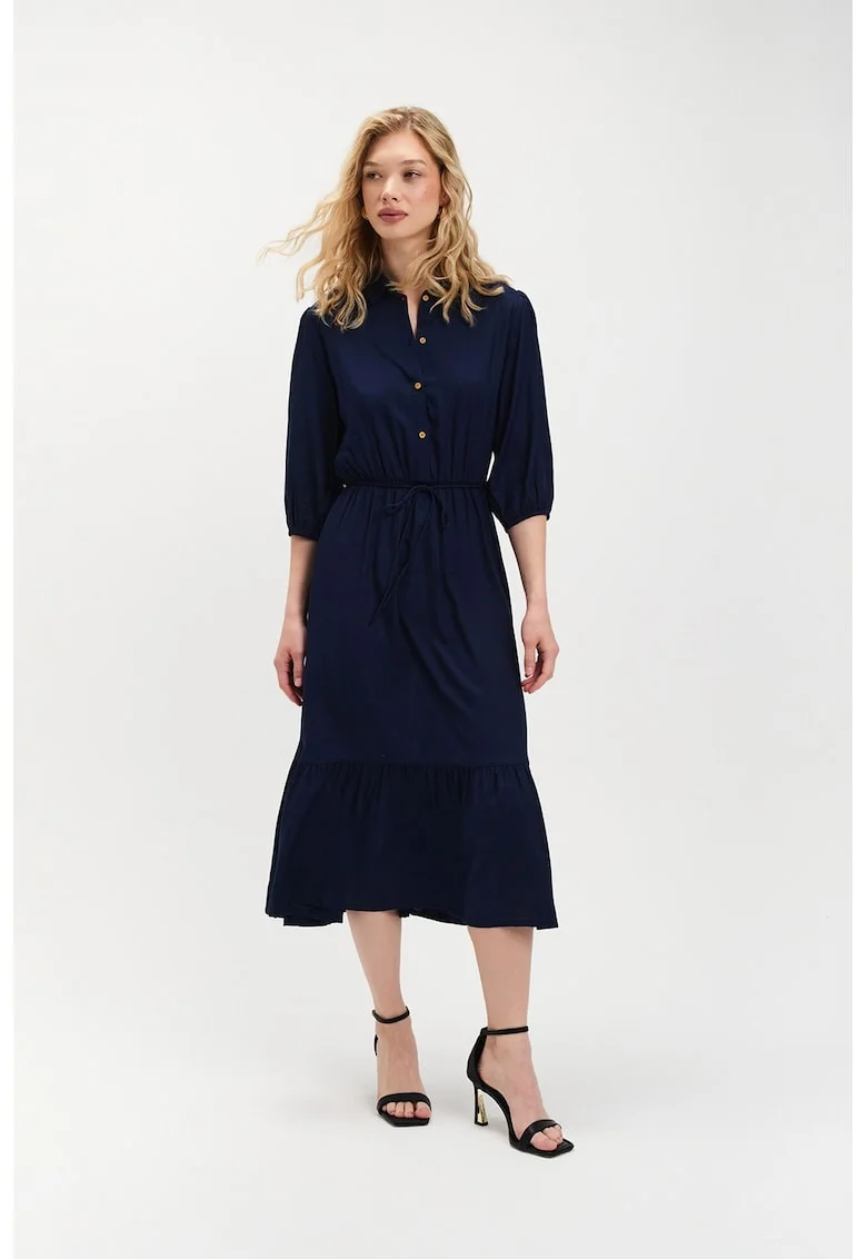Rochie scurta cu maneci bufante, Bleumarin