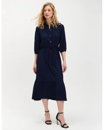 Rochie scurta cu maneci bufante, Bleumarin