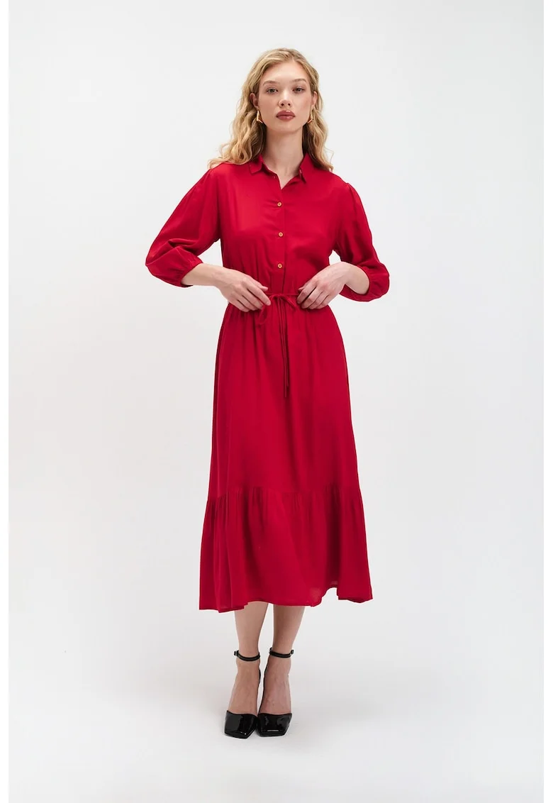 Rochie scurta cu maneci bufante, Rosu