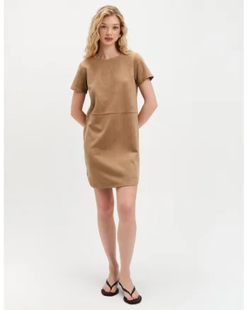 Rochie midi cu cordon, Maro deschis