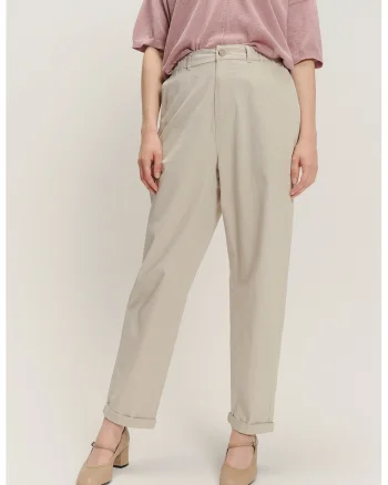 Pantaloni uni din amestec de modal, Bej deschis