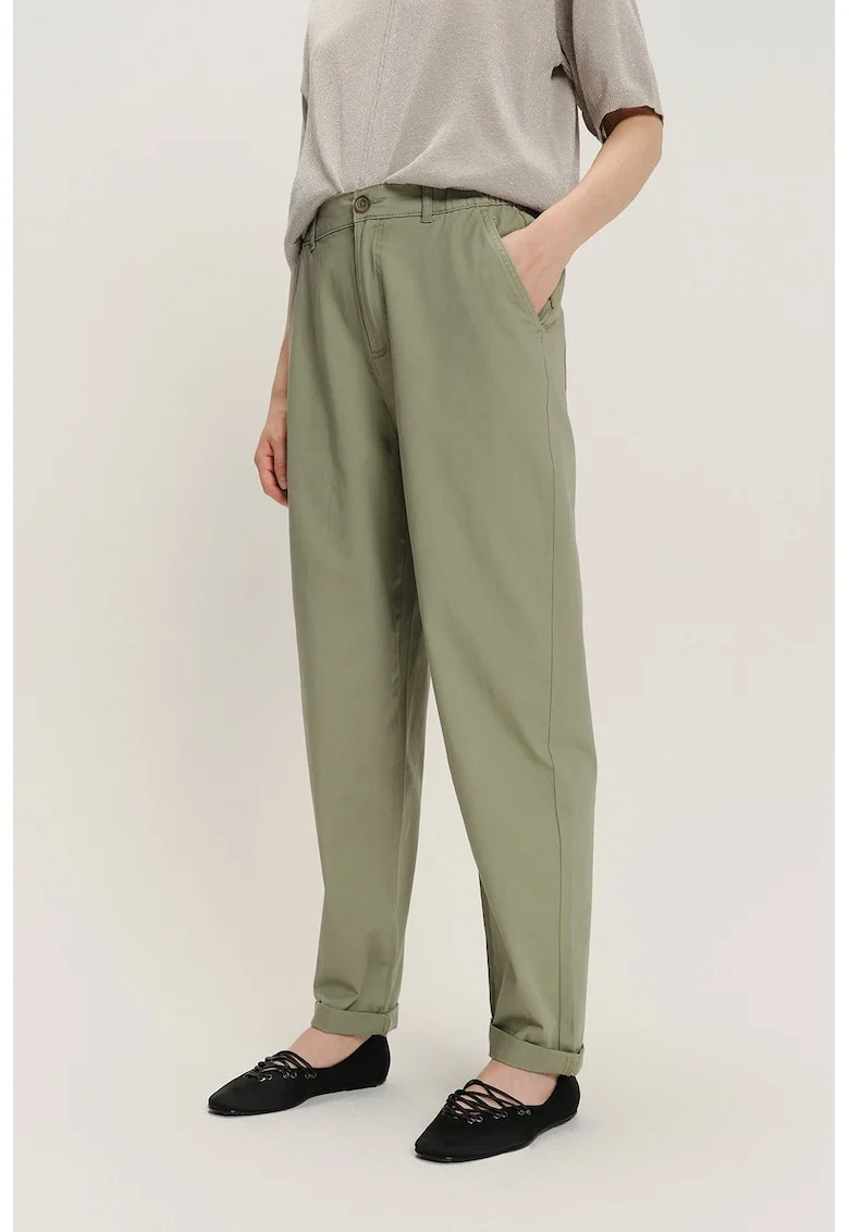 Pantaloni uni din amestec de modal, Kaki