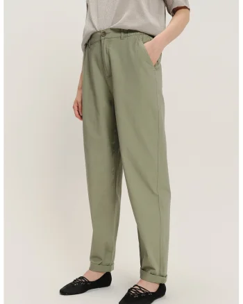 Pantaloni uni din amestec de modal, Kaki