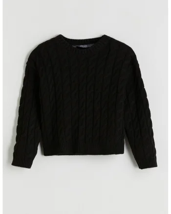 Pulover cu torsade, Negru