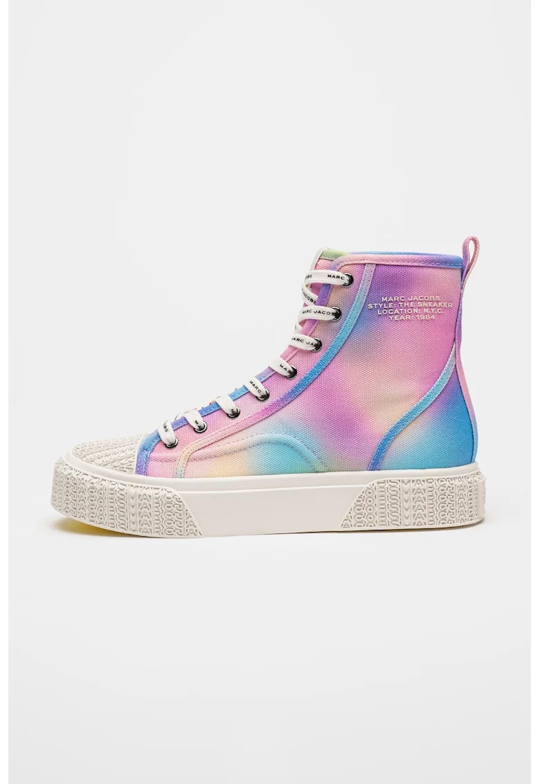 Tenisi mid-high cu logo pe talpa, Albastru pastel/Roz pastel/Lila