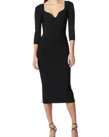 Rochie midi cu model suprapus, Negru