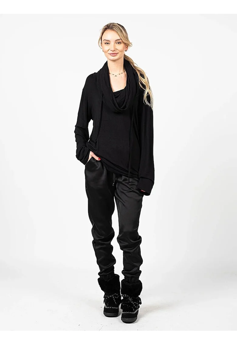 Pulover unisex cu guler drapat,