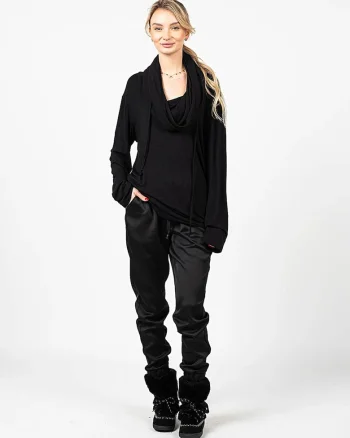 Pulover unisex cu guler drapat,