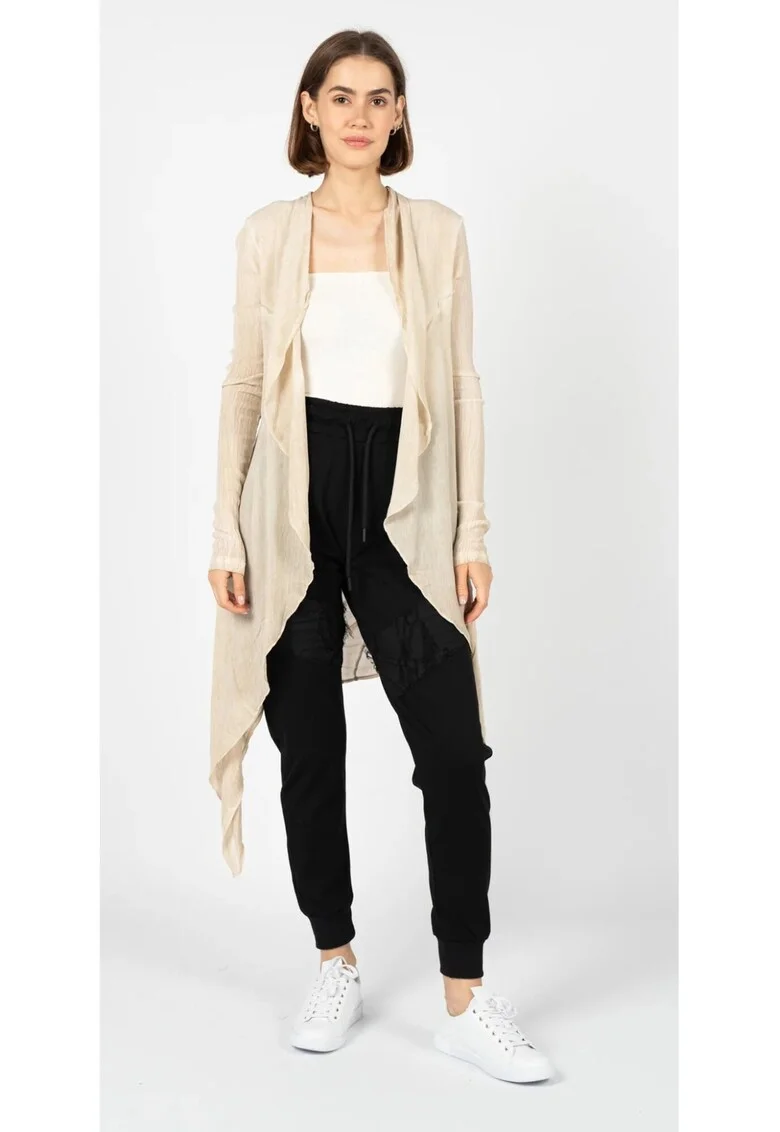 Cardigan asimetric cu buzunare laterale,