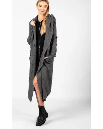 Cardigan supradimensionat unisex, cu gluga,