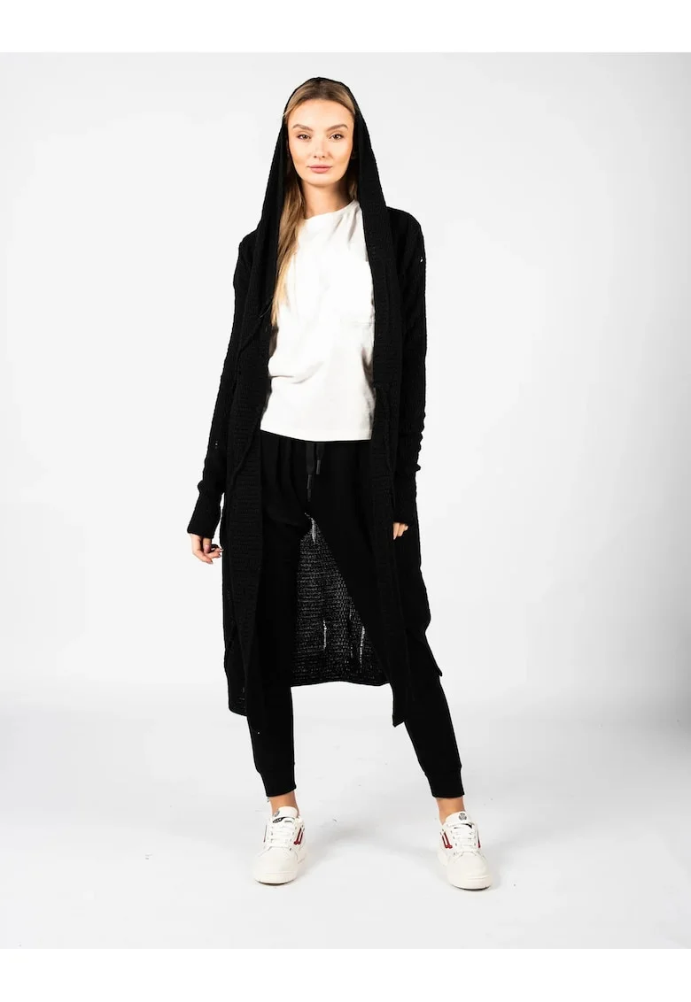 Cardigan unisex cu gluga, din amestec de lana