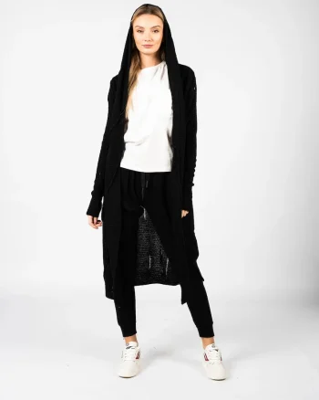 Cardigan unisex cu gluga, din amestec de lana