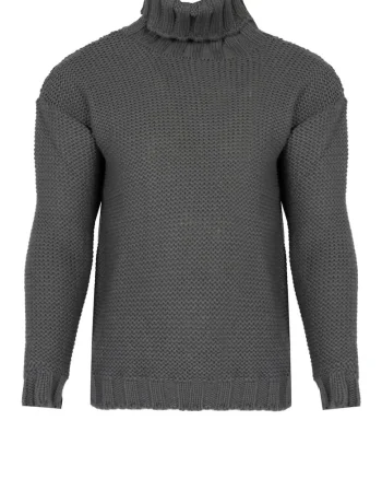 Pulover uni cu guler inalt, Gri