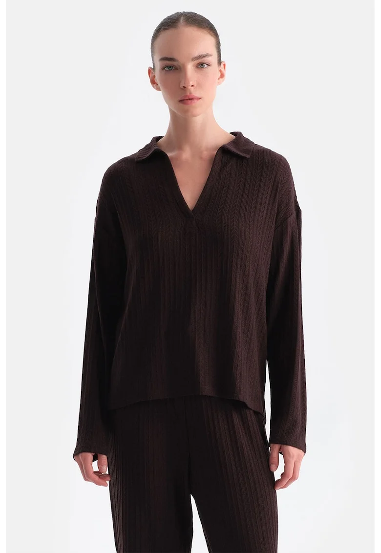 Bluza cu decolteu in V, Visiniu