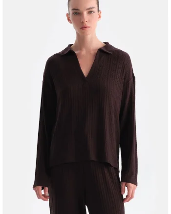 Bluza cu decolteu in V, Visiniu