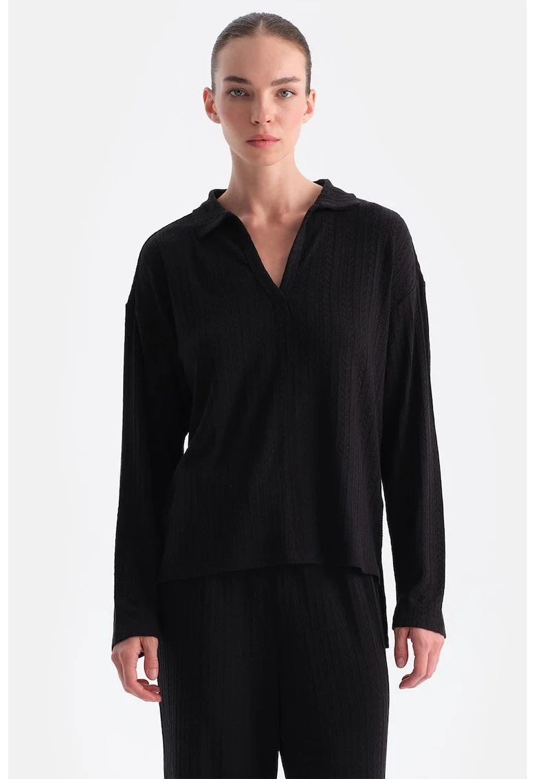 Bluza cu decolteu in V, Negru