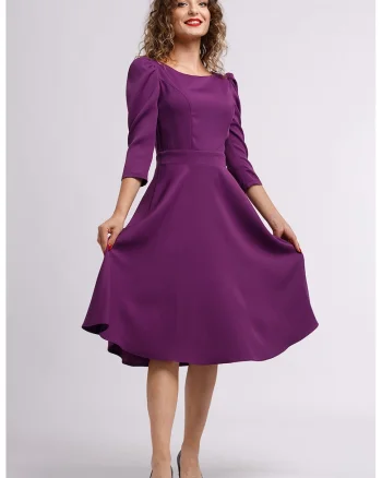 Rochie midi evazata cu fermoar, Violet
