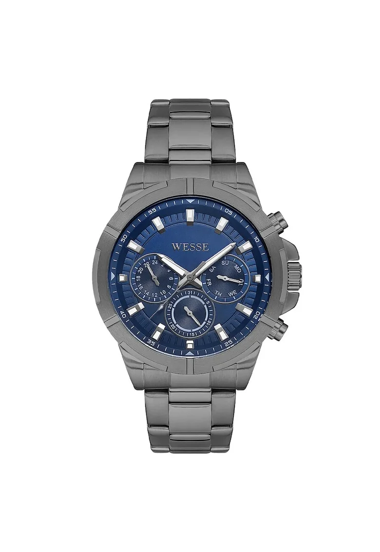 Ceas barbatesc  WWG205208, 46mm, curea din otel gri, rezistent la apa 5 ATM