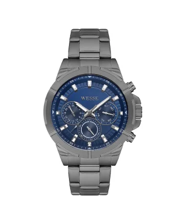 Ceas barbatesc  WWG205208, 46mm, curea din otel gri, rezistent la apa 5 ATM