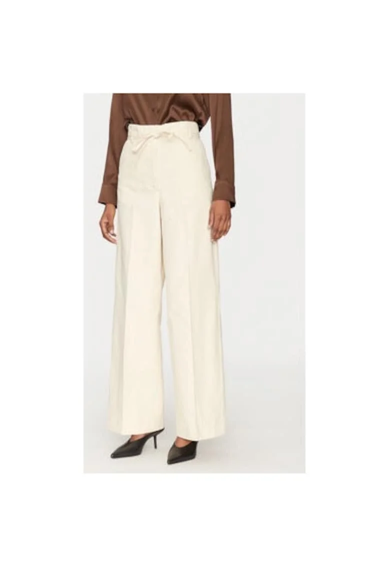 Pantaloni dama,  305138330, Bumbac, Bej, Bej