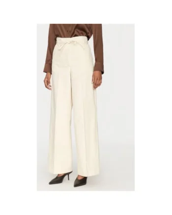 Pantaloni dama,  305138330, Bumbac, Bej, Bej
