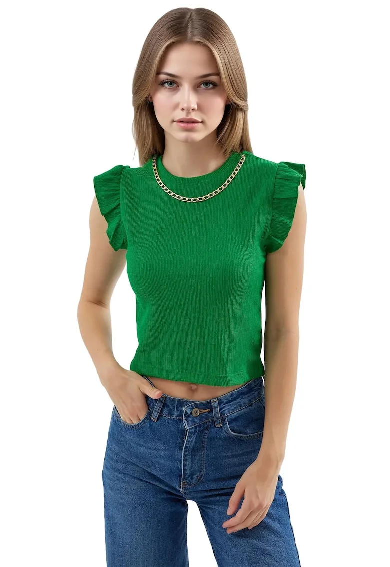 Tricou,  Verde, Poliester/Lycra