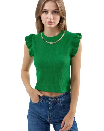Tricou,  Verde, Poliester/Lycra