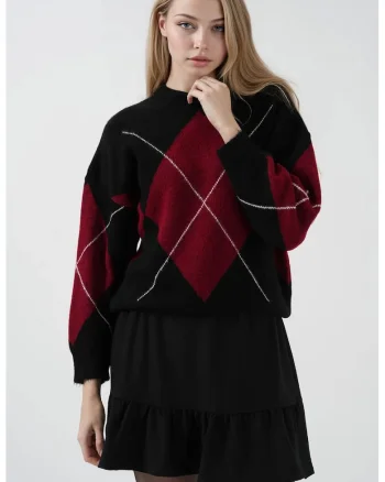 Fusta mini, HiCCUP, texturata, detalii cu volane, negru, poliester-lycra