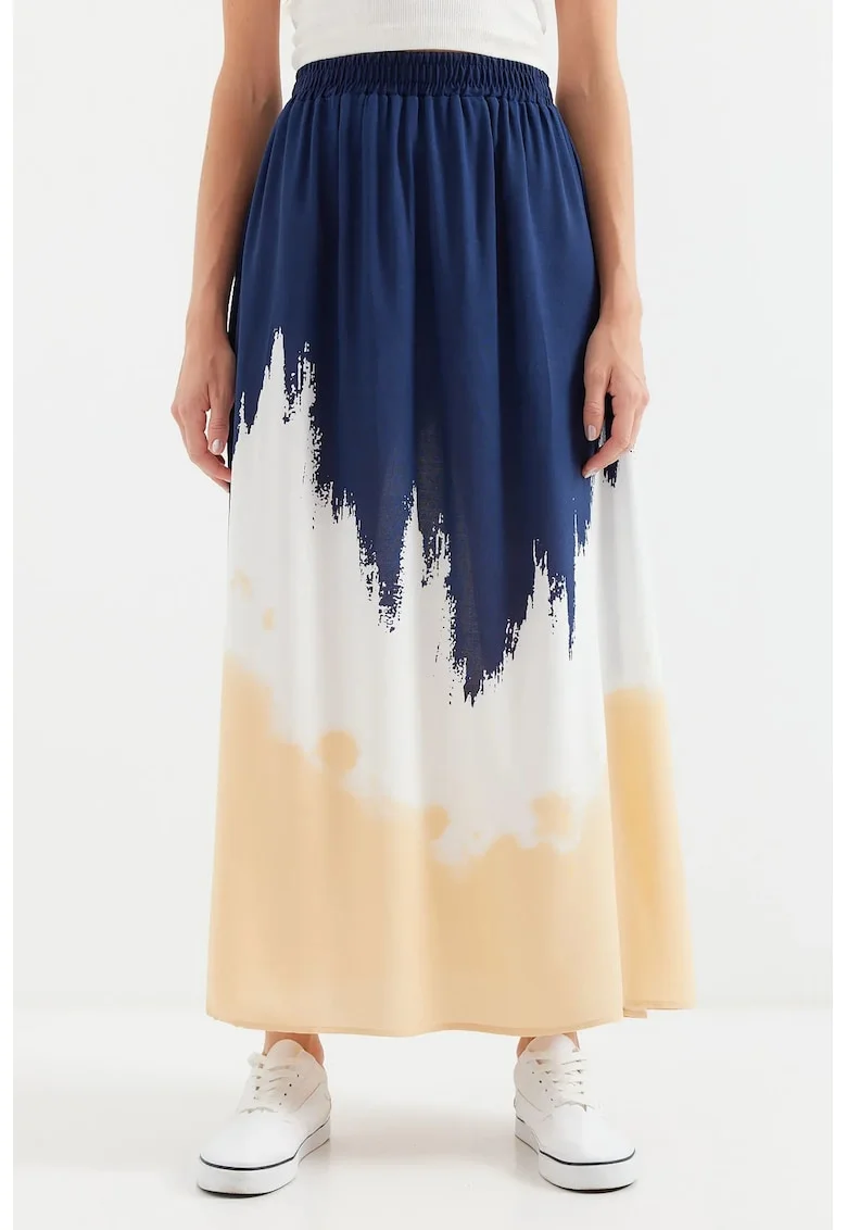 Fusta maxi HiCCUP cu talie elastica, model gradient, multicolor, viscoza