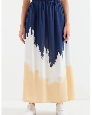 Fusta maxi HiCCUP cu talie elastica, model gradient, multicolor, viscoza