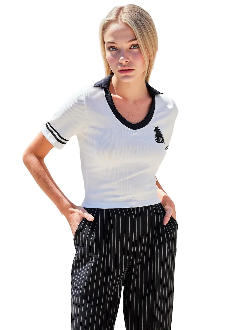 Tricou polo,  Poliester/Elastan, Alb