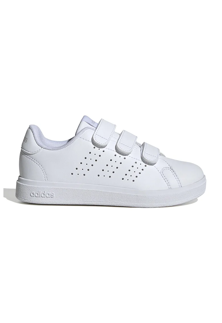 Pantofi sport de piele ecologica cu velcro Advantage Base 2.0, Alb optic