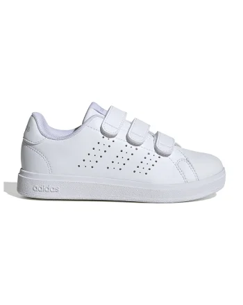 Pantofi sport de piele ecologica cu velcro Advantage Base 2.0, Alb optic