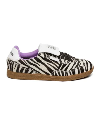 Pantofi sport de piele ecologica cu par scurt Ethora-L, Alb/Negru