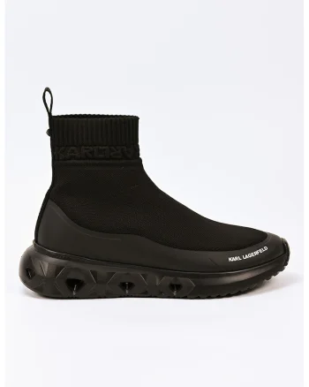 Pantofi sport mid-high din plasa tricotata, Negru