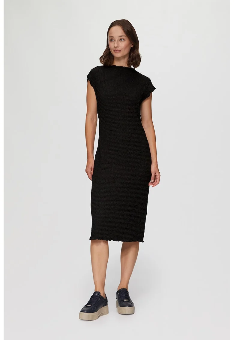 Rochie midi cu decolteu rotund, Negru