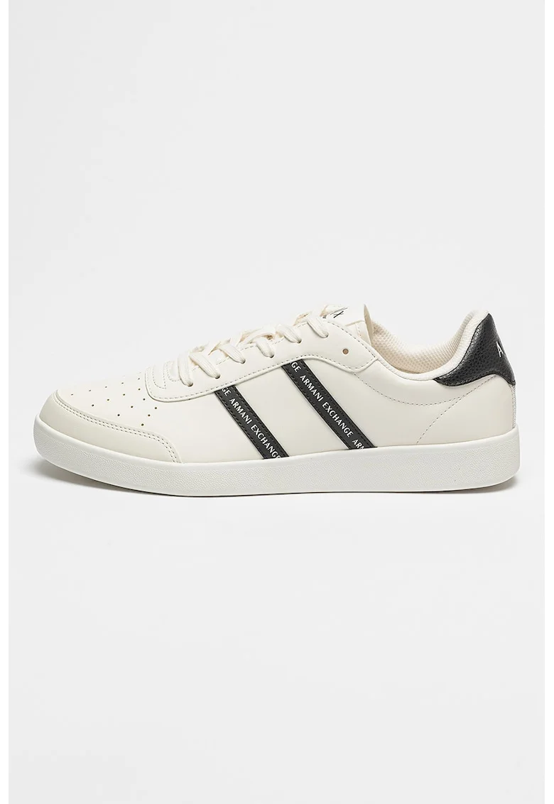 Pantofi sport low-cut cu detalii logo, Negru/Alb murdar
