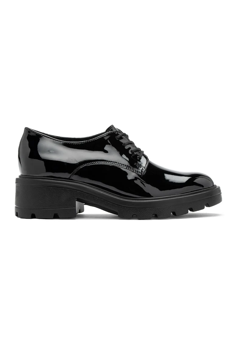 Pantofi derby de piele ecologica lacuita Sisi, Negru stins