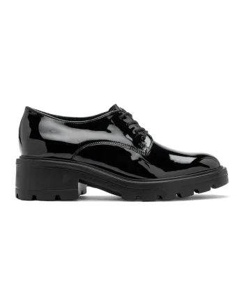 Pantofi derby de piele ecologica lacuita Sisi, Negru stins