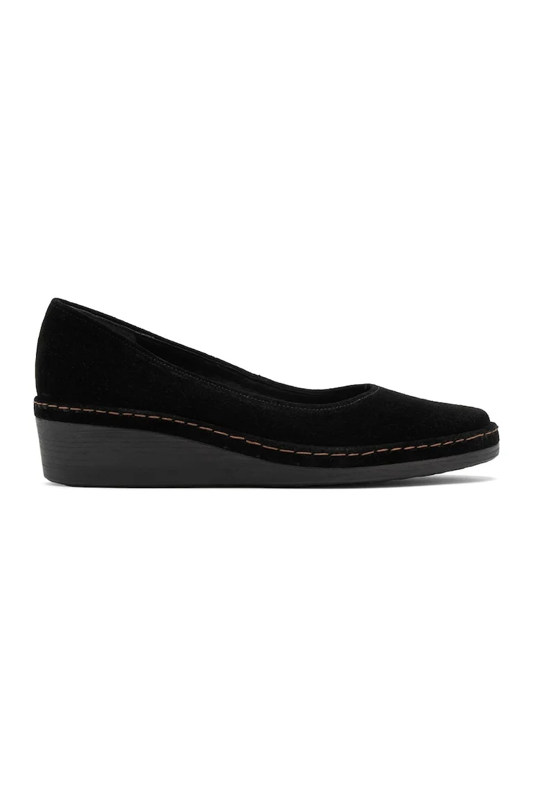 Pantofi wedge de piele Sofia, Negru stins