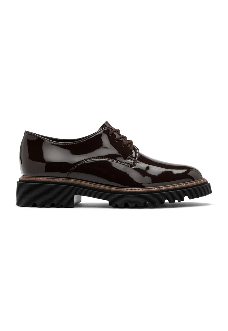 Pantofi derby de piele, Maro cognac