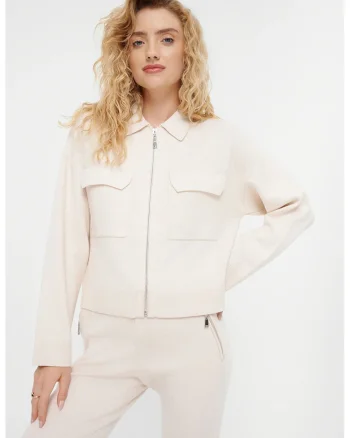 Cardigan cu fermoar, Bej deschis
