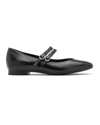 Balerini Mary Jane de piele, Negru
